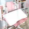 Height‑Adjustable Kids Desk & Chair Set – Tilt Desktop Study Station with Storage, Pink