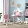 Height‑Adjustable Kids Desk & Chair Set – Tilt Desktop Study Station with Storage, Pink
