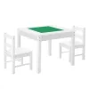 Wooden Kids Activity Table & Chair Set – Reversible Block Surface with Storage Bins