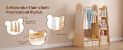 Kids Dress‑Up Closet with Mirror – Wooden Wardrobe Organizer for Little Girls
