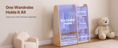Kids Dress‑Up Closet with Mirror – Wooden Wardrobe Organizer for Little Girls
