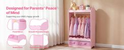 Kids Dress-Up Storage Wardrobe with Mirror – Toddler Costume Closet & Drawer
