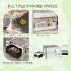 Kids 3‑Piece Activity Table Set – Reversible Chalkboard Top with Storage & Bookshelf, Gray