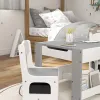 Kids 3‑Piece Activity Table Set – Reversible Chalkboard Top with Storage & Bookshelf, Gray