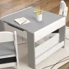 Kids 3‑Piece Activity Table Set – Reversible Chalkboard Top with Storage & Bookshelf, Gray