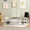 Kids 3‑Piece Activity Table Set – Reversible Chalkboard Top with Storage & Bookshelf, Gray