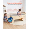 Reversible Wooden Kids Activity Table – 200 Bricks & 3 Storage Bins