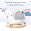 Plush Swan Rocking Horse – Ride‑On Toy with Sound, Wooden Base & Safety Belt
