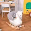 Plush Swan Rocking Horse – Ride‑On Toy with Sound, Wooden Base & Safety Belt