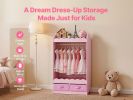Kids Dress-Up Storage Wardrobe with Mirror – Toddler Costume Closet & Drawer
