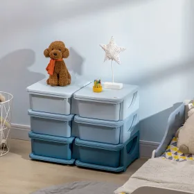 3‑Tier Kids Toy Storage Organizer with 6 Drawers – Blue