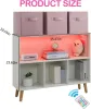Kids Wooden Storage Organizer with LED Lighting – Open Shelf & 3 Fabric Bins, White