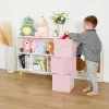 Kids Wooden Storage Organizer with LED Lighting – Open Shelf & 3 Fabric Bins, White