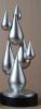 17.3" Silver Abstract Droplet Sculpture – Modern Resin Statue with Black Base for Shelf, Table or Console