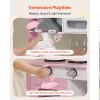Wooden Play Kitchen for Kids – Real Lights & Sounds, Pretend Cooking Set with Accessories