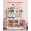 Wooden Play Kitchen for Kids – Real Lights & Sounds, Pretend Cooking Set with Accessories