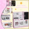 Pink Wooden Pretend Play Kitchen – Ice Maker, Chalkboard, Play Phone & Storage