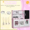 Pink Wooden Pretend Play Kitchen – Ice Maker, Chalkboard, Play Phone & Storage