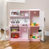 Pink Wooden Pretend Play Kitchen – Ice Maker, Chalkboard, Play Phone & Storage
