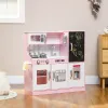 Pink Wooden Pretend Play Kitchen – Ice Maker, Chalkboard, Play Phone & Storage