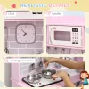 Pink Wooden Kids Play Kitchen – Lights, Sounds, Storage & Accessory Set