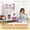 Pink Wooden Kids Play Kitchen – Lights, Sounds, Storage & Accessory Set