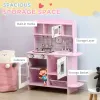 Pink Wooden Kids Play Kitchen – Lights, Sounds, Storage & Accessory Set