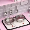 Pink Wooden Kids Play Kitchen – Lights, Sounds, Storage & Accessory Set