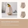 Faceted Hexagon Accent Table – Beige Marble-Look Magnesium Oxide Side Table for Living Room or Bedroom