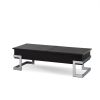 47" Black and Silver Wood & Iron Lift‑Top Sled Coffee Table – Modern Industrial Accent
