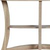 47" Taupe Half Moon Three Leg Console Table With Shelves