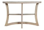 47" Taupe Half Moon Three Leg Console Table With Shelves