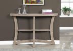47" Taupe Half Moon Three Leg Console Table With Shelves