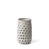 12" White Abstract Cylinder Ceramic Vase – Modern Minimalist Tabletop Accent