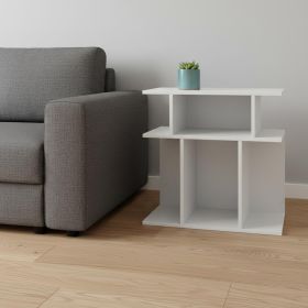 24" White Wood End Table With Six Open Shelves