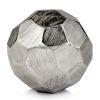 Silver Rough‑Hewn Faceted Sphere – Modern Geometric Aluminum Sculpture