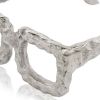 Silver Aluminum Textured Square Eyeglasses Tabletop Sculpture – Modern Whimsical Accent