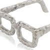 Silver Aluminum Textured Square Eyeglasses Tabletop Sculpture – Modern Whimsical Accent