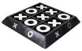 Nickel & Dark Wood Tic Tac Toe Sculpture – Modern Tabletop Game Décor