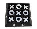 Nickel & Dark Wood Tic Tac Toe Sculpture – Modern Tabletop Game Décor