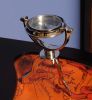 8.5" Silver Gimbaled Compass on Tristand – Modern Decorative Tabletop Sculpture