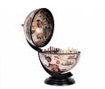 20" Brown & Black Antique‑Style Globe Chess Set – Decorative Tabletop Sculpture