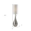 35" Brushed Steel Teardrop Table Lamp – White Textured Shade | Modern Minimalist
