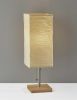 25" Natural Solid Wood And Silver Metal Table Lamp Beige Paper Shade