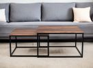 30" Brown And Black Solid Wood And Iron Square Coffee Table