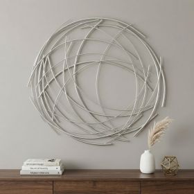 Silver Metal Circle Hanging Dimensional Sculpture – Modern Wall Art