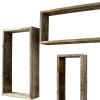Set of Three Gray Wood Hanging Dimensional Sculpture