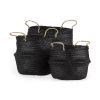Set of Three Black Wicker Basket