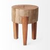 18" Dark Brown Distressed Reclaimed Wood Round End Table – Rustic Accent Furniture