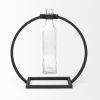 10" Black Abstract Cylinder Metal Table Vase
